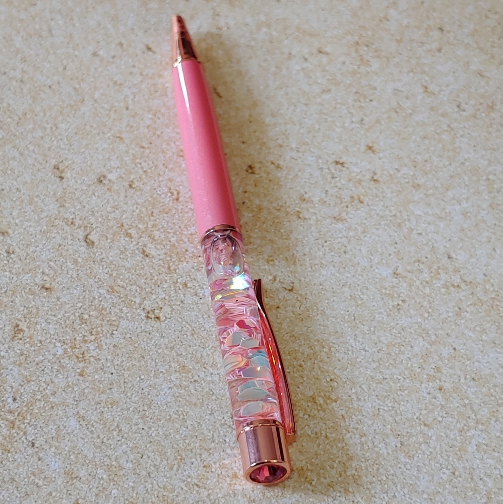 Pink with pink confetti pen